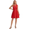 image:imageLYANER Womens Zipper V Neck Work Office Mini DressRed