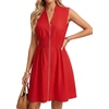 image:imageLYANER Womens Zipper V Neck Work Office Mini DressRed