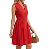 image:imageLYANER Womens Zipper V Neck Work Office Mini DressRed