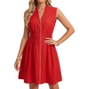 image:imageLYANER Womens Zipper V Neck Work Office Mini DressRed