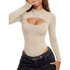 image:imageLYANER Womens Cutout Front Sexy BodysuitsBeige