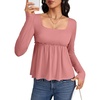 image:imageLYANER Womens Frill Square Neck Casual Peplum TopDusty Pink
