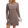 image:imageLYANER Womens Pleated Front Crew Neck Casual Mini DressPurple