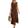 image:imageLYANER Womens Round Neck Sleeveless Long DressBrown