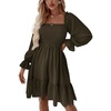 image:imageLYANER Womens Shirred Party Mini DressSolid Army Green