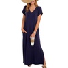 image:imageLYANER Womens Side Split Beach Vacation Long DressNavy Blue