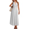 image:imageLYANER Womens Striped Pleated Casual Long DressGray