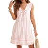 image:imageLYANER Womens Striped Tie Front Casual Mini DressPink