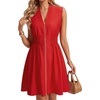 image:imageLYANER Womens Zipper V Neck Work Office Mini DressRed
