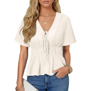 image:imageLYANER Womens Deep V Neck Sexy Blouse TopWhite
