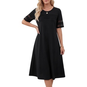 image:imageLYANER Womens Hollow Out Casual DressBlack