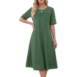 image:imageLYANER Womens Hollow Out Casual DressDark Green