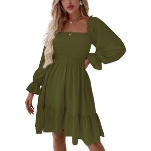 image:imageLYANER Womens Shirred Party Mini DressArmy Green