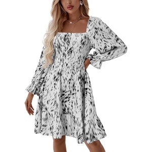 image:imageLYANER Womens Shirred Party Mini DressWhite Print