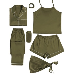 image:imageLYANER Womens Silky Satin Pajamas SetArmy Green