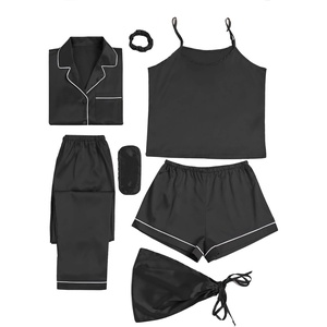 image:imageLYANER Womens Silky Satin Pajamas SetBlack