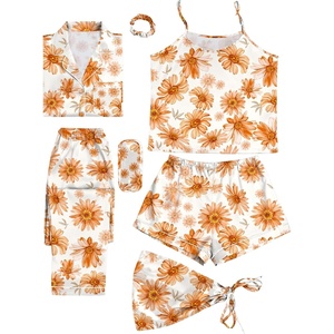 image:imageLYANER Womens Silky Satin Pajamas SetDaisy Orange