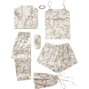 image:imageLYANER Womens Silky Satin Pajamas SetFloral Champagne