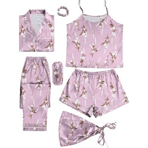 image:imageLYANER Womens Silky Satin Pajamas SetFloral Lavender