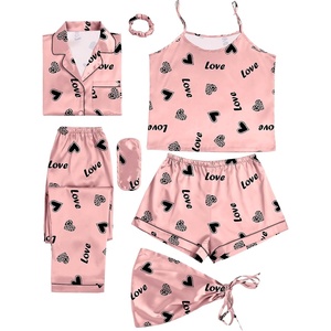image:imageLYANER Womens Silky Satin Pajamas SetHeart Pink