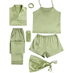 image:imageLYANER Womens Silky Satin Pajamas SetLight Green