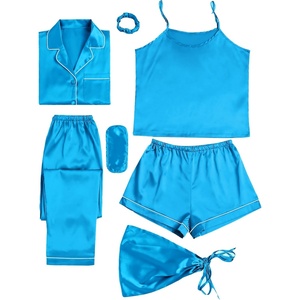 image:imageLYANER Womens Silky Satin Pajamas SetTeal Blue