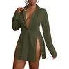 image:imageLYANER Womens Collared Deep V Neck Sexy TopsAmy Green
