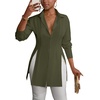 image:imageLYANER Womens Collared Deep V Neck Sexy TopsAmy Green
