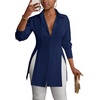 image:imageLYANER Womens Collared Deep V Neck Sexy TopsNavy Blue