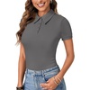 image:imageLYANER Womens Collared Neck Casual Polo ShirtsSolid Grey