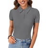 image:imageLYANER Womens Collared Neck Casual Polo ShirtsSolid Grey