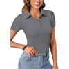 image:imageLYANER Womens Collared Neck Casual Polo ShirtsSolid Grey