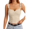 image:imageLYANER Womens Ribbed Knit Cute Tank TopsKhaki