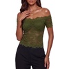 image:imageLYANER Womens Sheer Floral Lace Y2k BlouseArmy Green