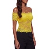 image:imageLYANER Womens Sheer Floral Lace Y2k BlouseBright Yellow