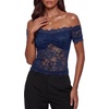 image:imageLYANER Womens Sheer Floral Lace Y2k BlouseDaek Blue