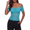 image:imageLYANER Womens Sheer Floral Lace Y2k BlouseLake Blue