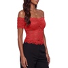 image:imageLYANER Womens Sheer Floral Lace Y2k BlouseRed