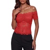 image:imageLYANER Womens Sheer Floral Lace Y2k BlouseRed