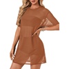 image:imageLYANER Womens Sheer Mesh Sexy Blouse TopsCaramel01