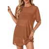 image:imageLYANER Womens Sheer Mesh Sexy Blouse TopsCaramel01