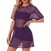 image:imageLYANER Womens Sheer Mesh Sexy Blouse TopsDeep Purple