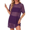 image:imageLYANER Womens Sheer Mesh Sexy Blouse TopsDeep Purple