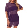 image:imageLYANER Womens Sheer Mesh Sexy Blouse TopsDeep Purple
