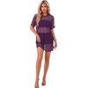 image:imageLYANER Womens Sheer Mesh Sexy Blouse TopsDeep Purple