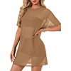 image:imageLYANER Womens Sheer Mesh Sexy Blouse TopsLight Brown01