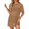 image:imageLYANER Womens Sheer Mesh Sexy Blouse TopsLight Brown01