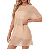 image:imageLYANER Womens Sheer Mesh Sexy Blouse TopsPink Apricot