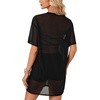 image:imageLYANER Womens Sheer Mesh Sexy Blouse TopsSolid Black