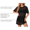 image:imageLYANER Womens Sheer Mesh Sexy Blouse TopsSolid Black